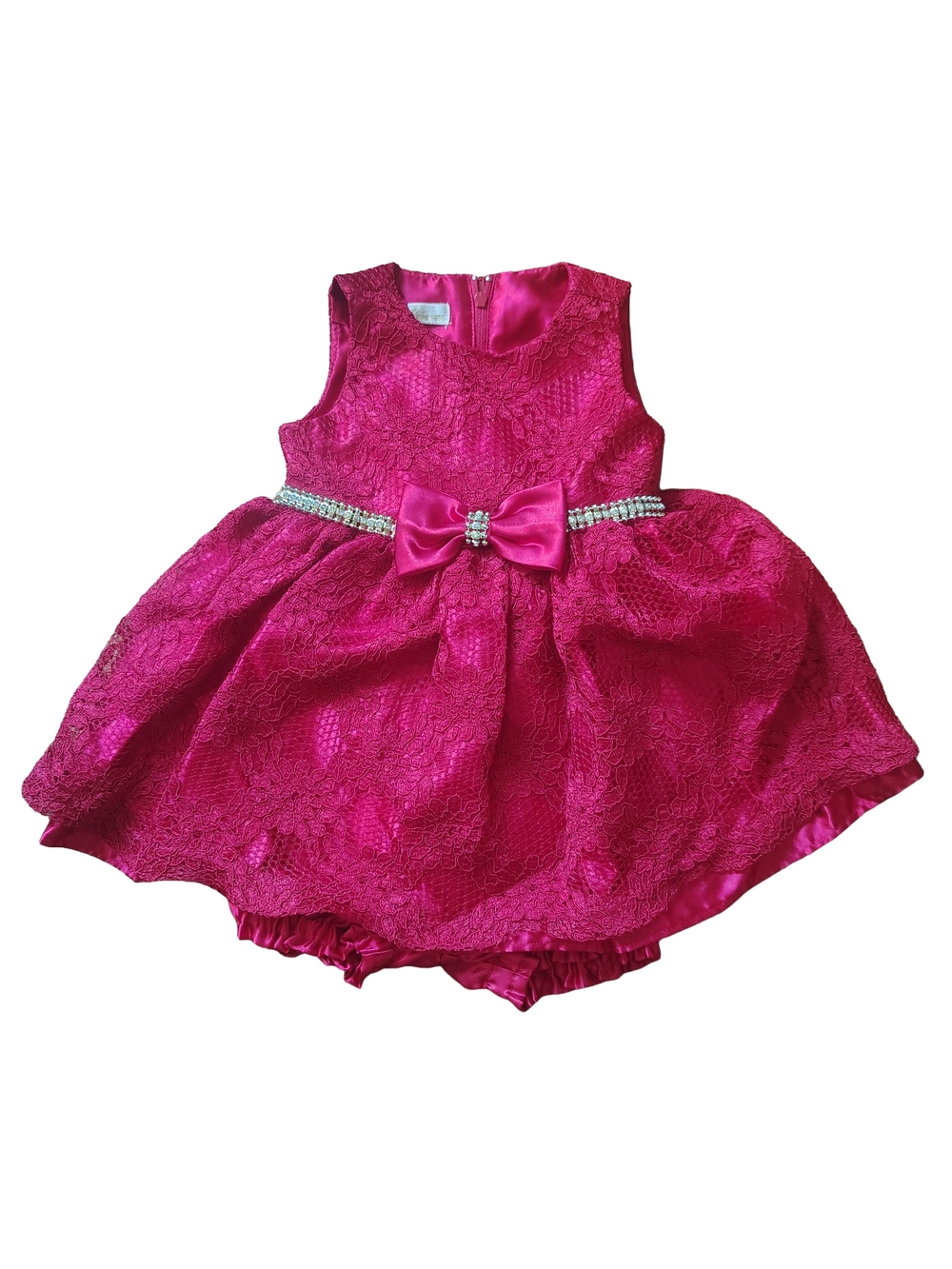 American Princess Fuchsia Lace Dress with Bow for Girls Size 12M